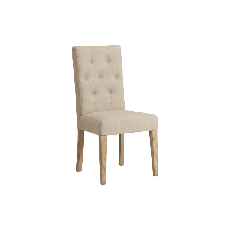 American Heritage Port Royal Upholstered Dining Stool – Tufted Linen-Style Seat with Full Back, Sahara Sand/White Oak