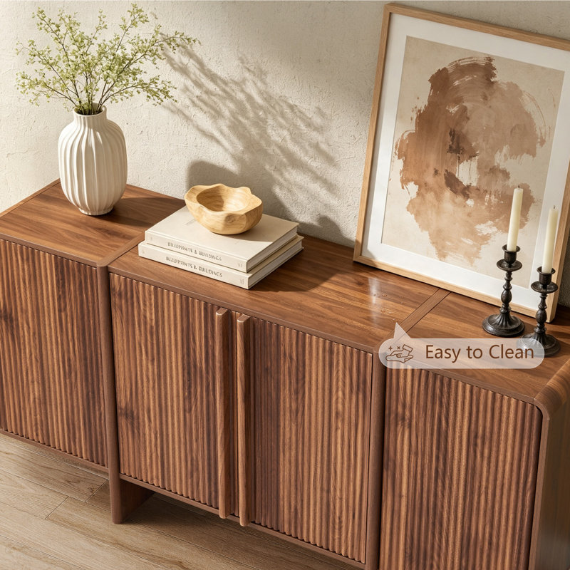 63'' Sideboard Buffet Cabinet With 4 Fluted Doors