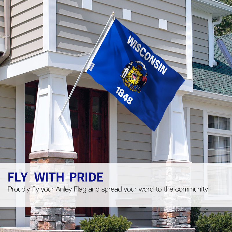 Drapeau de maison en polyester 36 x 60 po Wisconsin State