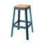 Tabouret de bar décontracté bleu sarcelle avec assise carrée en bois et structure en métal