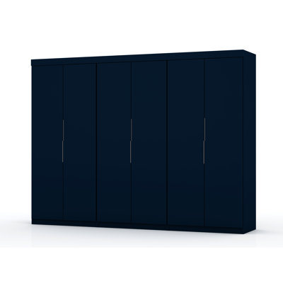 Mulberry Contemporary Modern Wardrobe Closet with Adjustable Shelves and Drawers in Midnight Blue