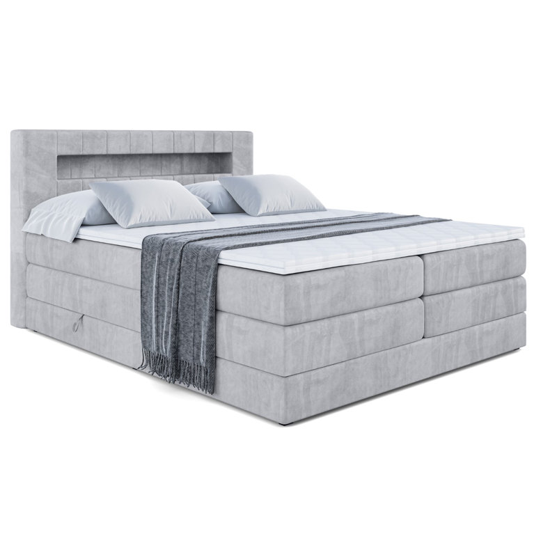Daigle Divan Bed Set, 140 x 200cm, Light gray