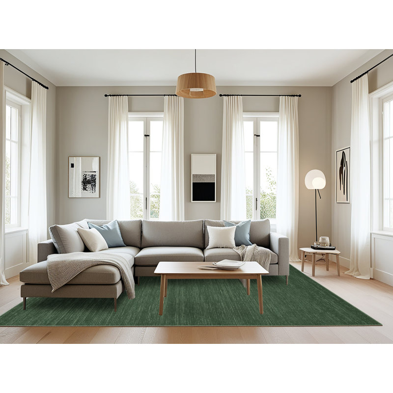 Tapis vert uni lavable à la machine, Rectangle 6 pi x 9 pi