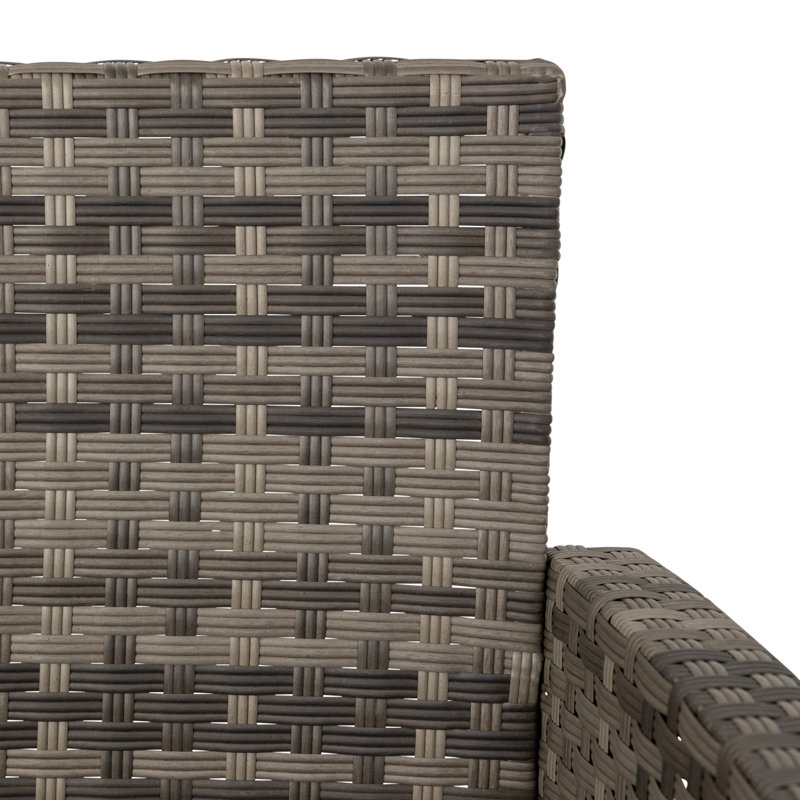Patio Sense Wicker 4 pc Conversation Sofa, Two Armchairs & Table Cushions Included-Storm Gray Finish
