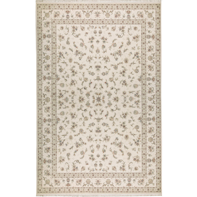 Oriental Area Rug in Ivory, Rectangle 12' x 18'