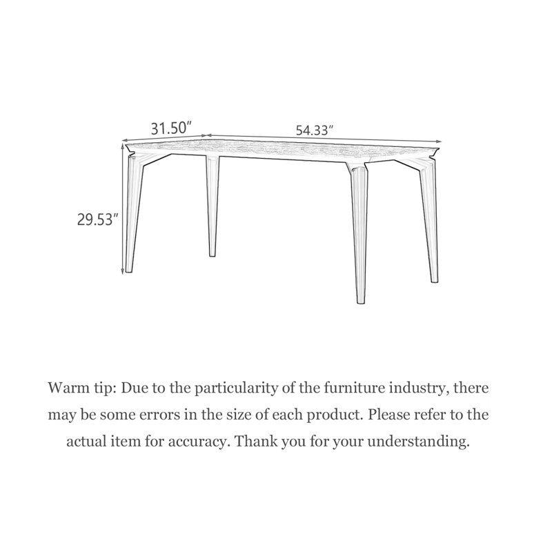 Modern Rectangular Glossy Sintered Stone Dining Table, 29.53"H x 54.33"L x 31.5"W