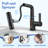 Mate Black Single Hole Bathroom Faucet With Pull-Out Sprayer And Temperature Display-123298107