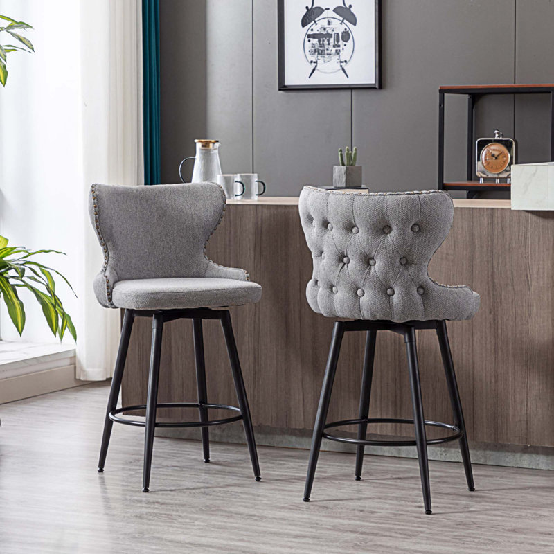 Tabouret de bar pivotant 2 pièces Sonata, gris