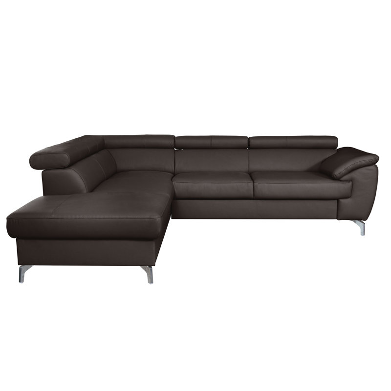 Brookhurst Leather Corner Sofabed, Left Hand Facing, Dark Brown