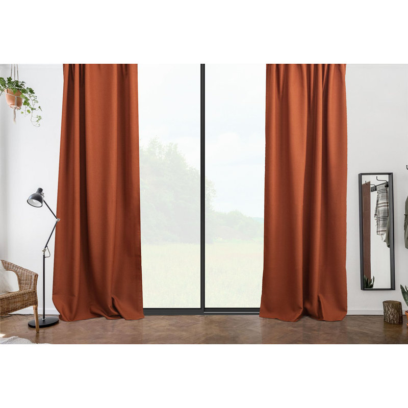 Room Darkening Single Curtain Panel, 130cm W x 200cm H, Orange