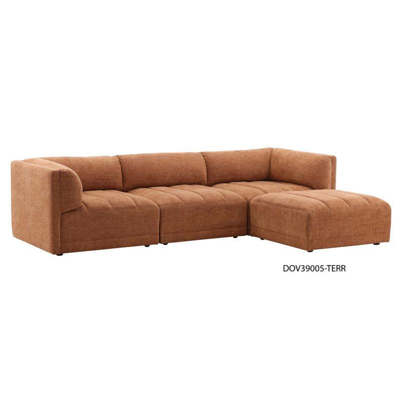 Magda 113" Wide Upholstered Sofa, Terracotta, Orange