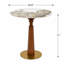 Table bistro 33,5 po à hauteur de comptoir ronde (table de salle à manger) avec plateau en pierre frittée, disponible dans une variété de couleurs, base en bois d'hévéa massif et fond en métal doré, table de bistro moderne-129888602