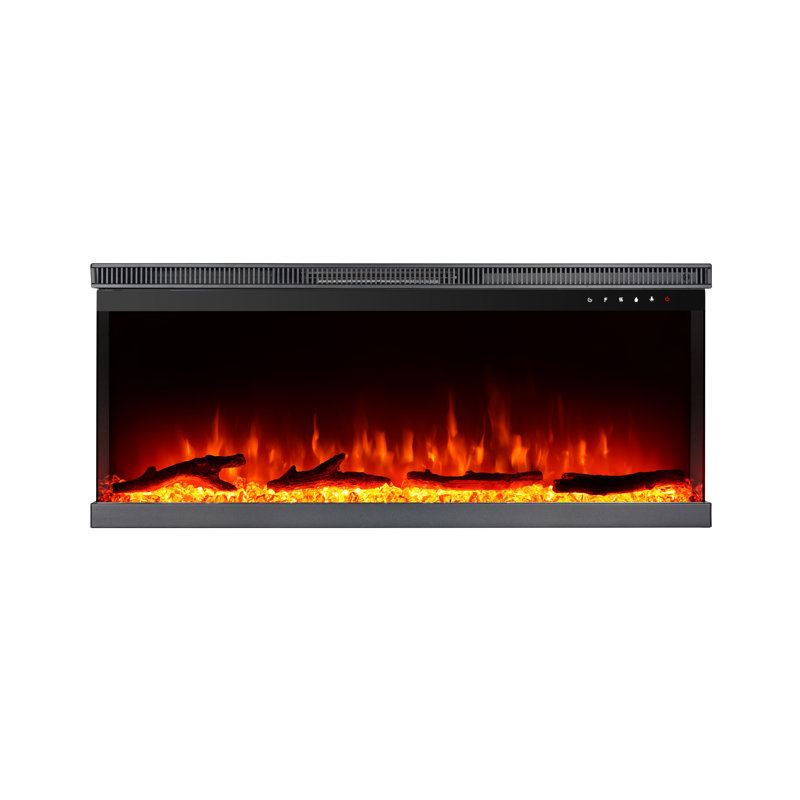 17 Stories, 60" 3-Side Panoramic Insert Fire, Log Crystal Bed
