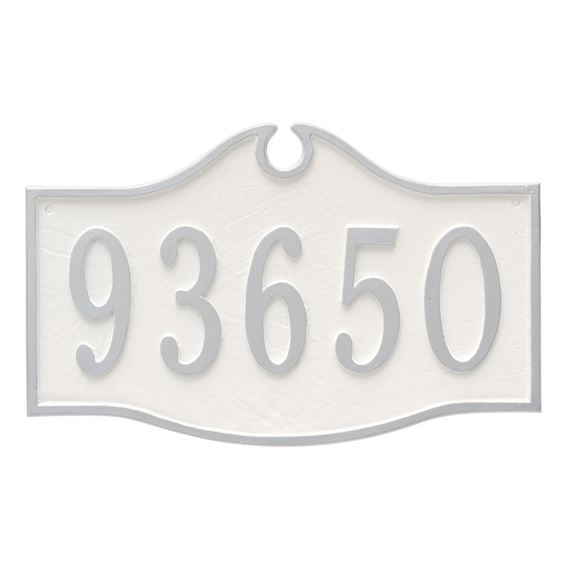 Colonial 1-Line Wall Address Plaque, White/Silver