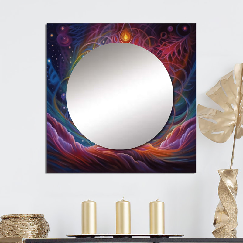 «The Energy Of Mystical Radiant Tree III», miroir carré à décor de paysage pour arbres, 23 po x 23 po