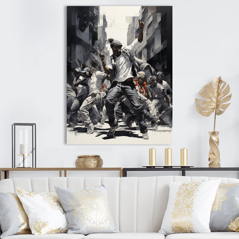 «Black and White Hip Hop Dance», art mural sur toile, Toile tendue, H 32 po x l 24 po x P 1 po