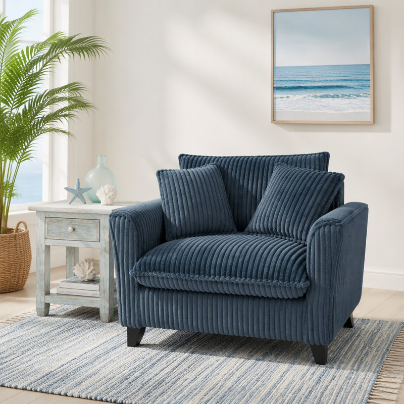 Fauteuil paresseux, fauteuil confortable pour une personne, avec dossier et coussin d'assise moelleux, avec accoudoirs des deux côtés, convenant au salon et à la chambre à coucher - Bleu