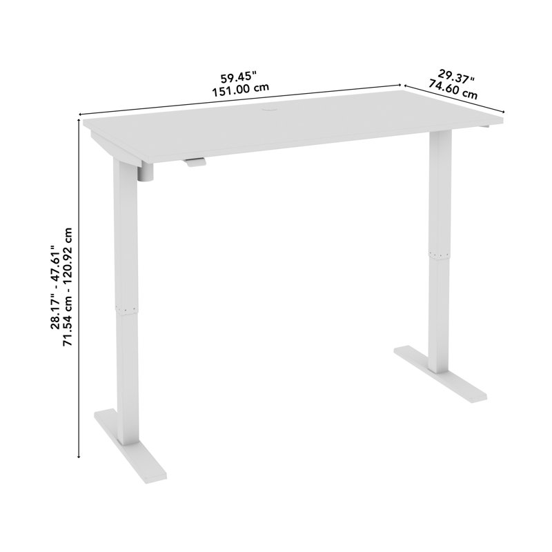 Bush Business Furniture Move 40 Series Electric Height Adjustable Standing Desk, 27" H x 59.5" W x 29.4" D, White