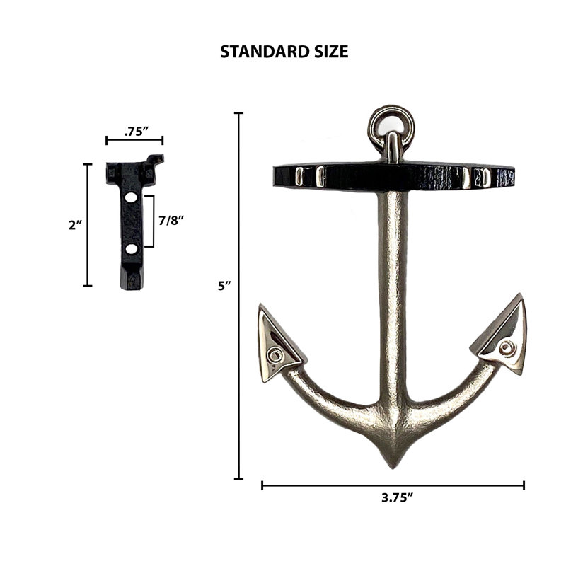 Anchor Door Knocker, 5"H x 3.75"W x 1.25"D, Nickel Silver