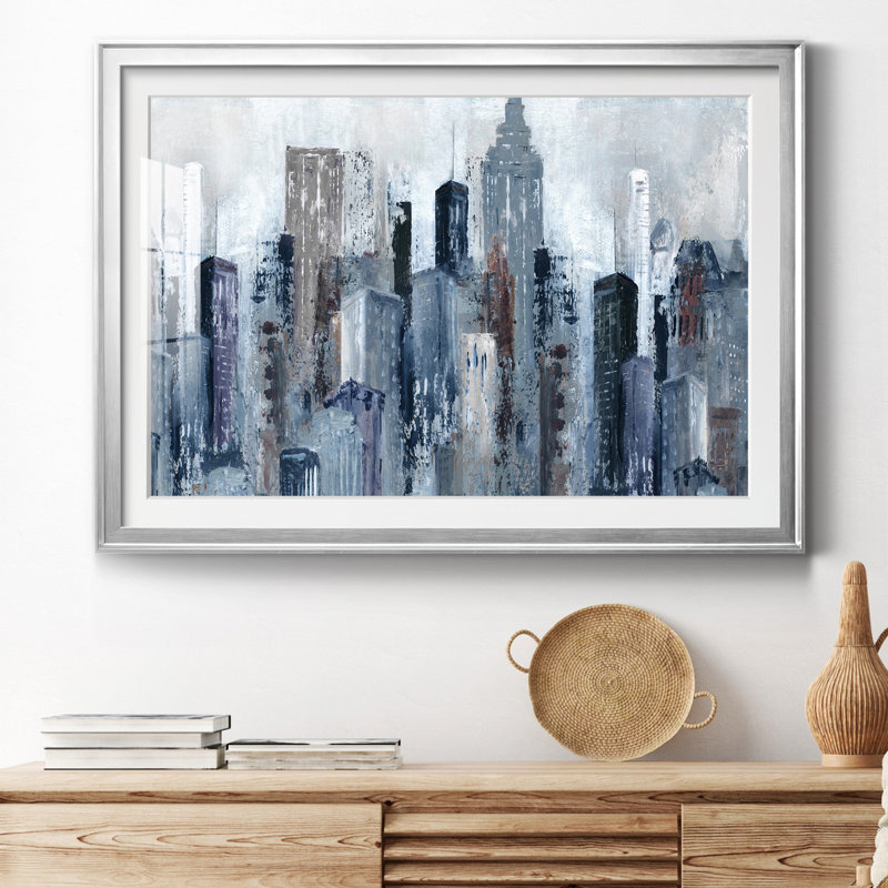 City Mood - Peinture encadrée, H 30,5 po x l 42,5 po x P 1,5 po, Argent