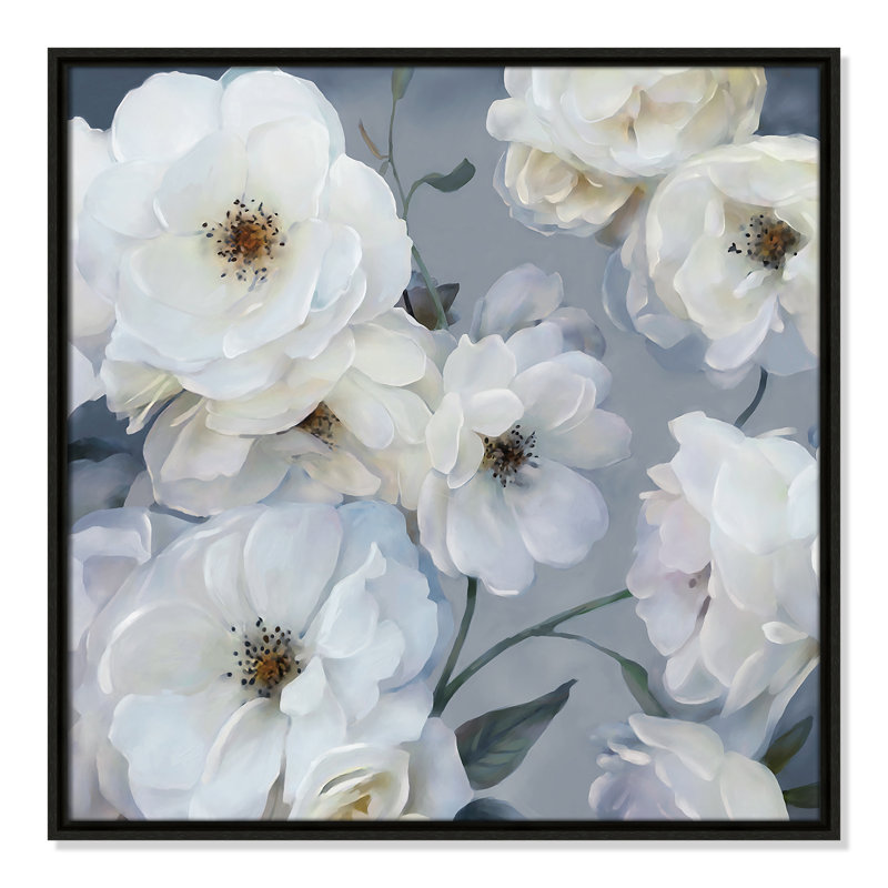 «Timeless Climbing Rose» par Carol Robinson - reproduction sur toile flottante, H 25,5 po x l 25,5 po x P 2 po, Espresso