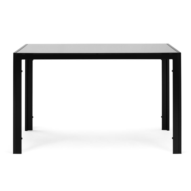 4 tables de salle à manger avec plateau en verre trempé et support en métal, 29,5 po x 45,98 po x 26,95 po, noir, plateau de charge maximal de 170 lb pour 4 personnes, 26,95 po x 29,5 po x 45,98 po,