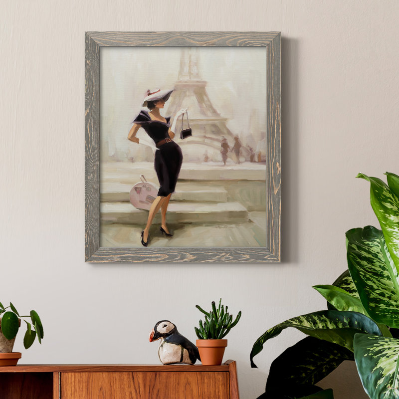 «Love, From Paris», peinture sur toile encadrée, H 20 po x l 17 po x P 1,5 po, Encadré gris
