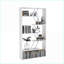 Bibliothèque industrielle à 6 tablettes avec cadre ouvert en métal | Blanc neige / bleu royal | L 33 po x H 62 po x P 8 po | Moderne | Ouvert à l'arrière