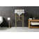 Edwardian Marble White/Brushed Brass Rectangular Console Bathroom Sink with Overflow