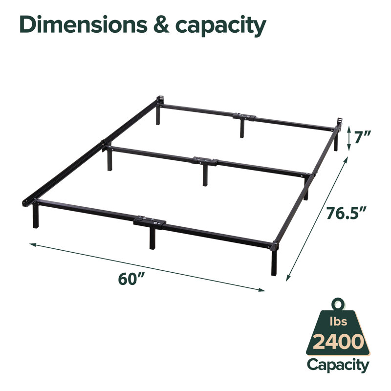 7" Steel Bed Frame - Sleep by Wayfair™, Queen, Black