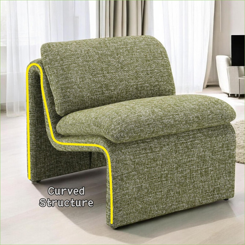 Fauteuil d'appoint incurvé pour adultes Jaeda, Vert