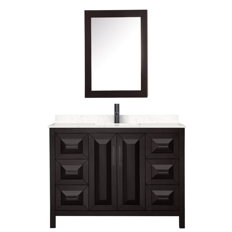 Daria 48'' W Vanity, White Cultured Marble, Dark Espresso, Matte Black