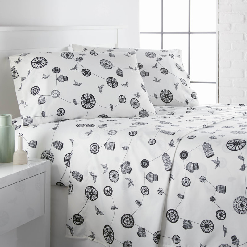 Ensemble de draps Songbird, Ensemble de draps pour lit simple TG + 1 drap-hous, Blanc