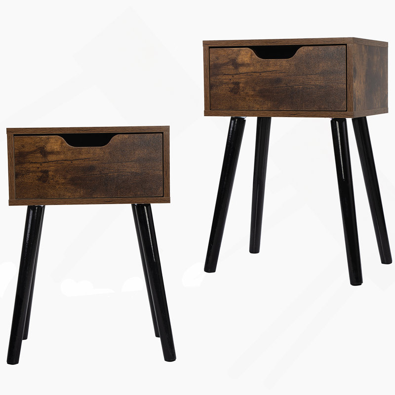 Table d'appoint en bois, table de bout avec 1 tiroir de rangement, table de chevet pour la chambre à coucher