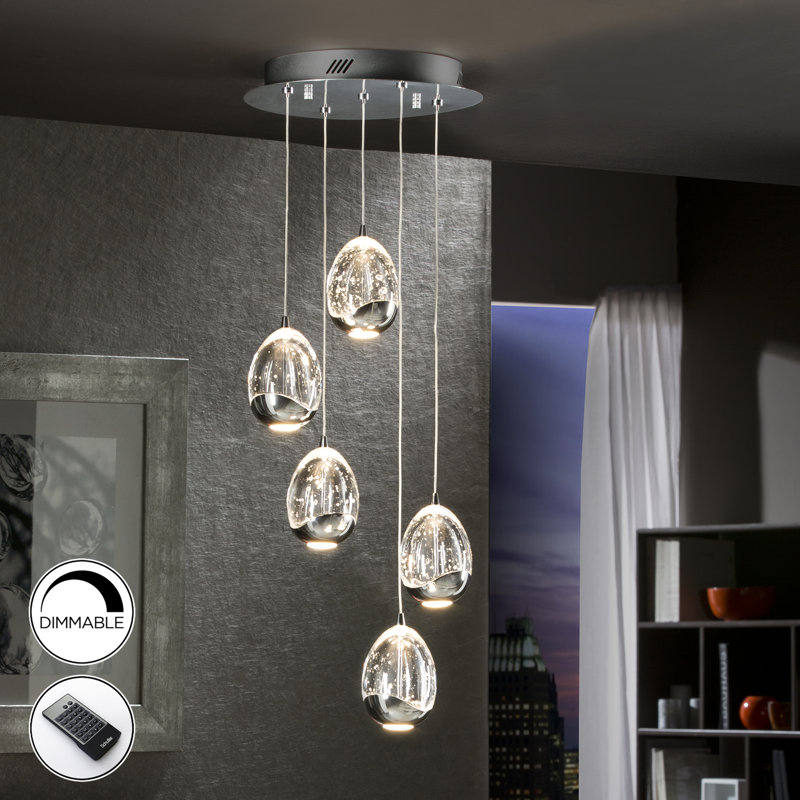 Neher 5 - Light LED Cluster Pendant, Silver