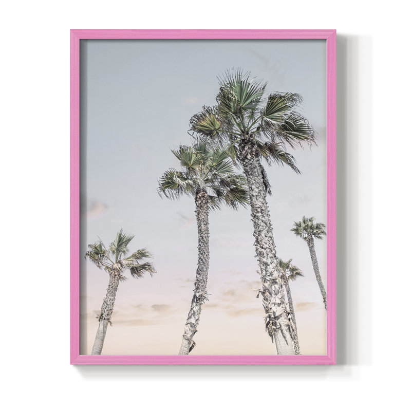 «Palms Up», reproduction encadrée - bois massif, Rose, H 10 po x l 8 po