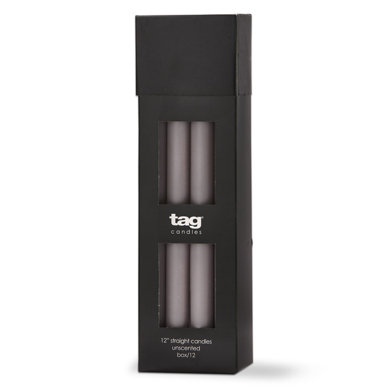 Couleur droite bougie Color Studio, Gris, H 12 po x l 0,83 po x P 0,83 po