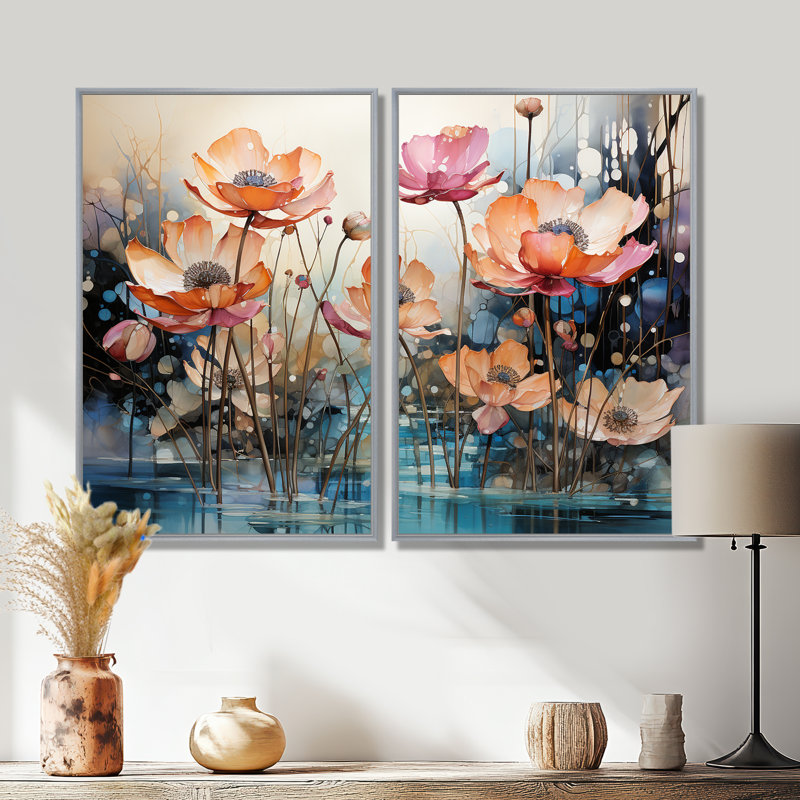 Lotus en harmonie - impressions florales de lotus sur toile, Argent argent, H 36 po x l 48 po, Impression encadrée flottante