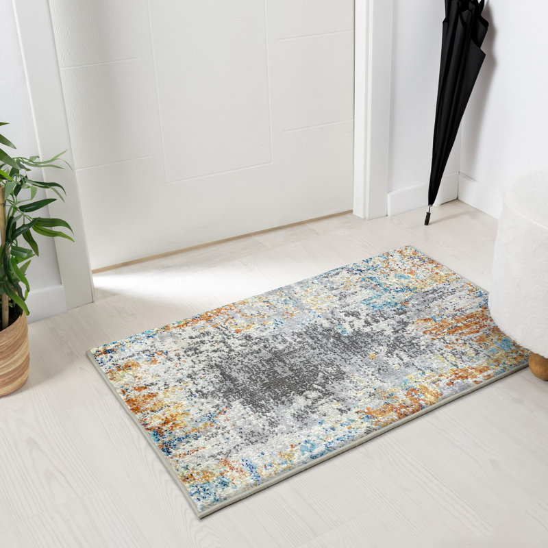 Tapis abstrait gris / orange Elkhorn, Rectangle 2 pi x 3 pi