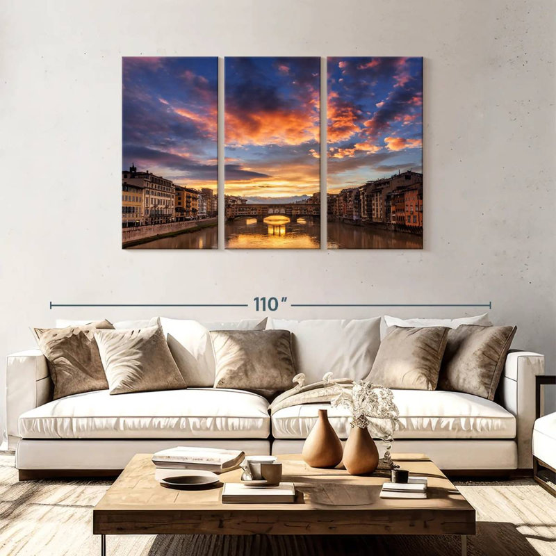 Lilie lever de soleil sur le Ponte Vecchio, H 48 po x l 74 po