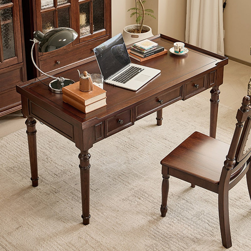 Bureau rectangulaire en bois massif brun noisette, 31.5" H x 62.99" W x 29.53" D