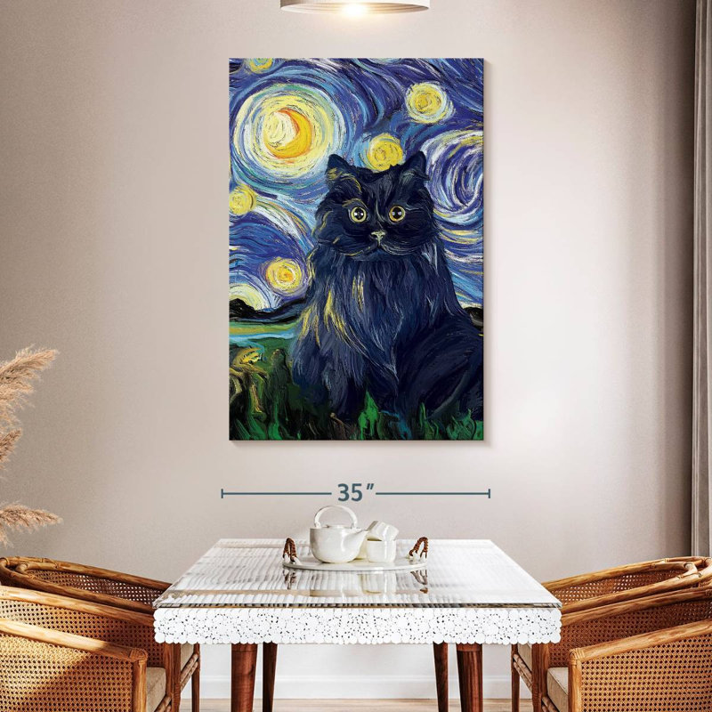 Brampt Abstract Black Cat, 51" H x 34" W