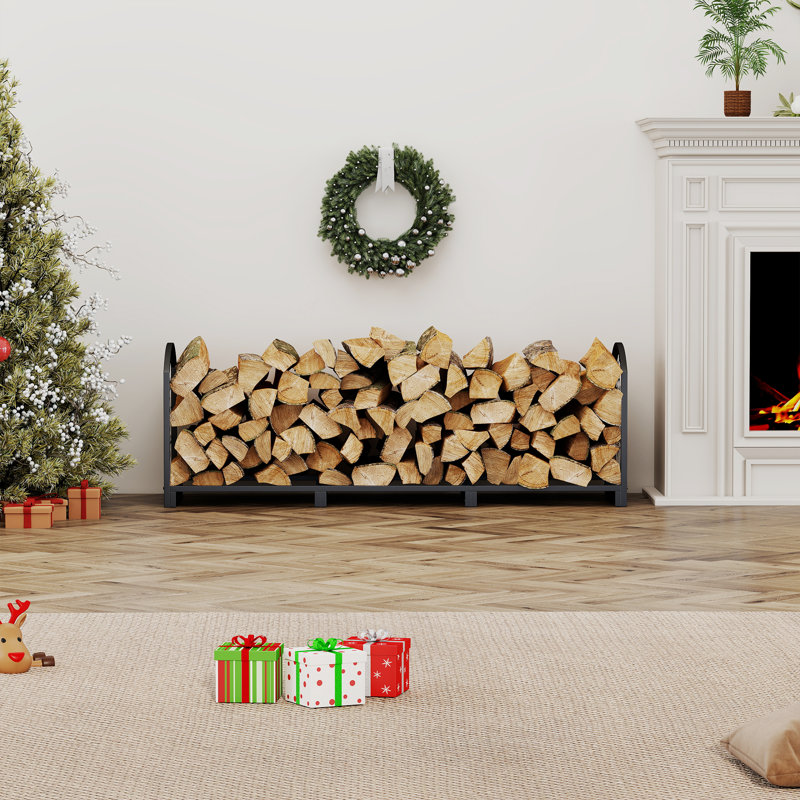 47'' W Tree Of Life Metal Fire Log Rack, Decorative Wood Holder Fireside Log Rack