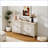 Cabinets with Storage, Walnut Brown Sideboard Buffet with 4 Doors &amp; Adjustable Shelves | Contemporary | Particle Board+MDF-1783815528