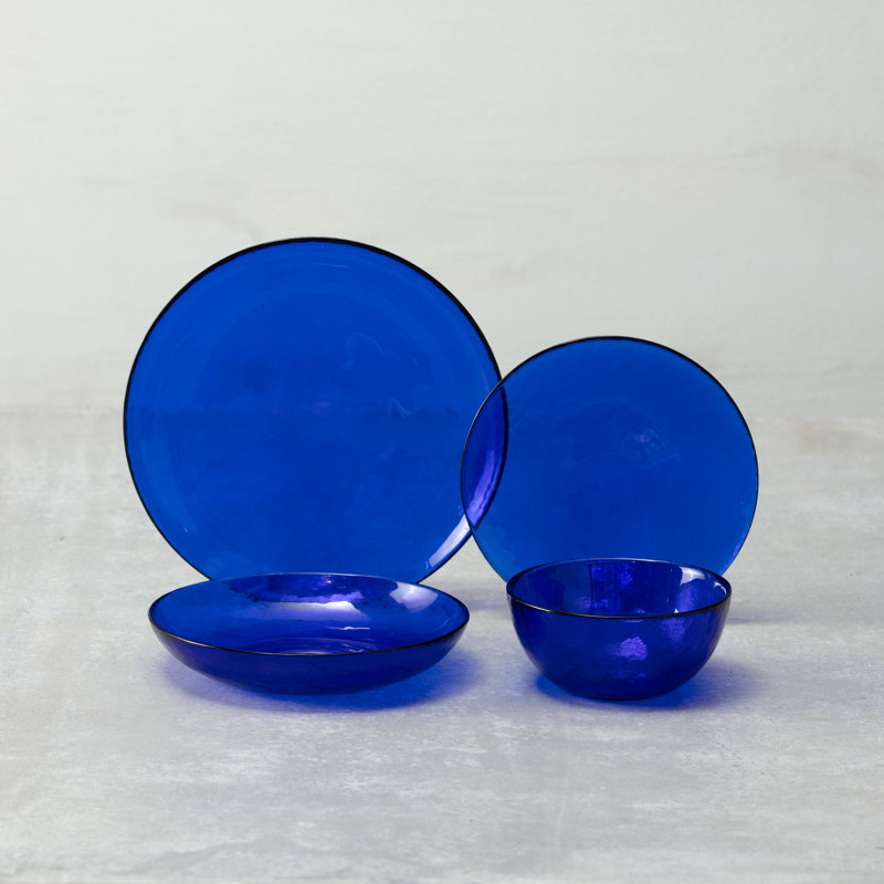 Los Cabos Glass Dinnerware 8" Salad Plate, Cobalt