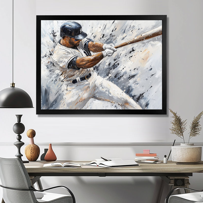Baseball Player Action I - Sport, impression sur toile, H 12 po x l 20 po, Reproduction encadrée d'une seule photo sans pass