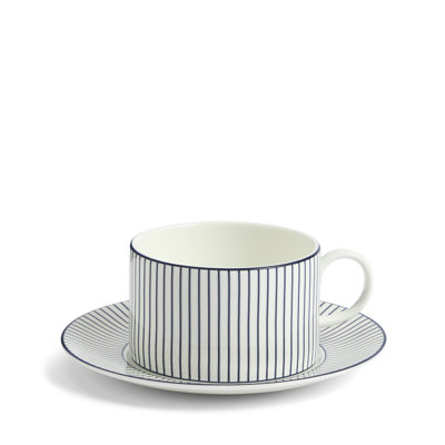 Gio Blue 7.4floz Teacup & Saucer Pinstripe