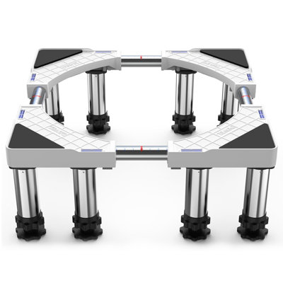 Support réglable en acier inoxydable pour laveuse, avec 8 pieds de support et base surélevée anti-vibrations.