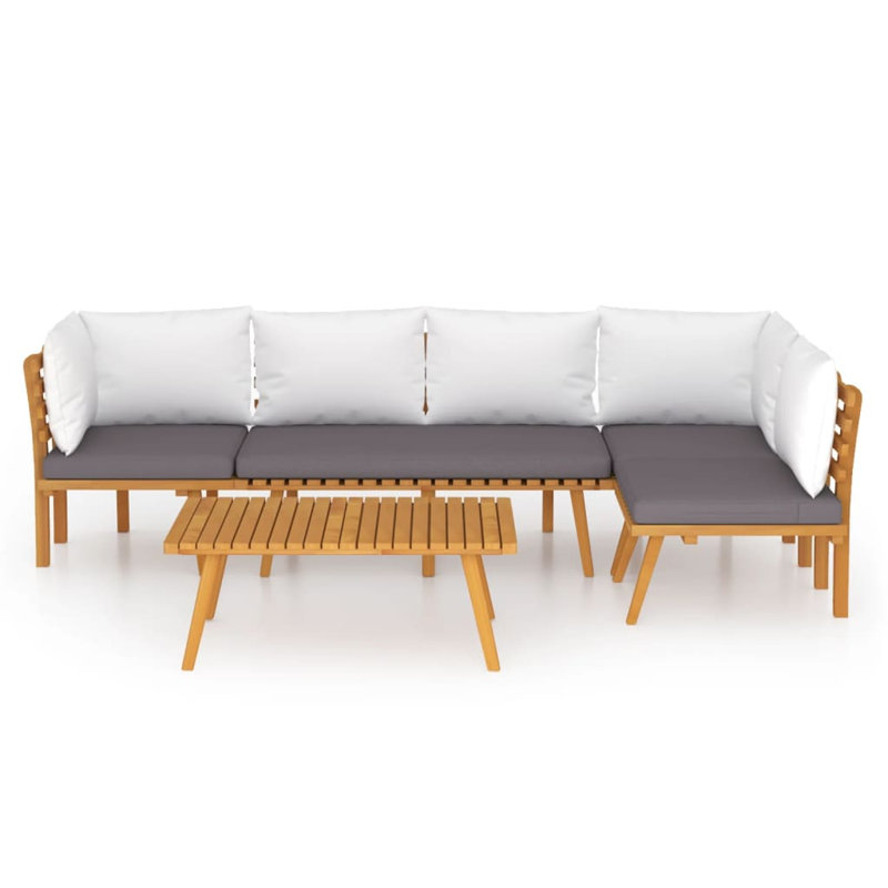 Ensemble de canapé modulaire d'extérieur en bois d'acacia gris foncé