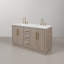 Meuble-lavabo de comptoir en marbre blanc de 60 po en chêne gris avec robinet Hunner-364708017-512595882